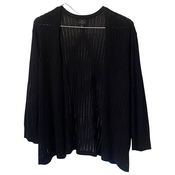 Worthington Open Cardigan Sweater Lightweight Plus Sz 3X Black #135H - Picture 2 of 7